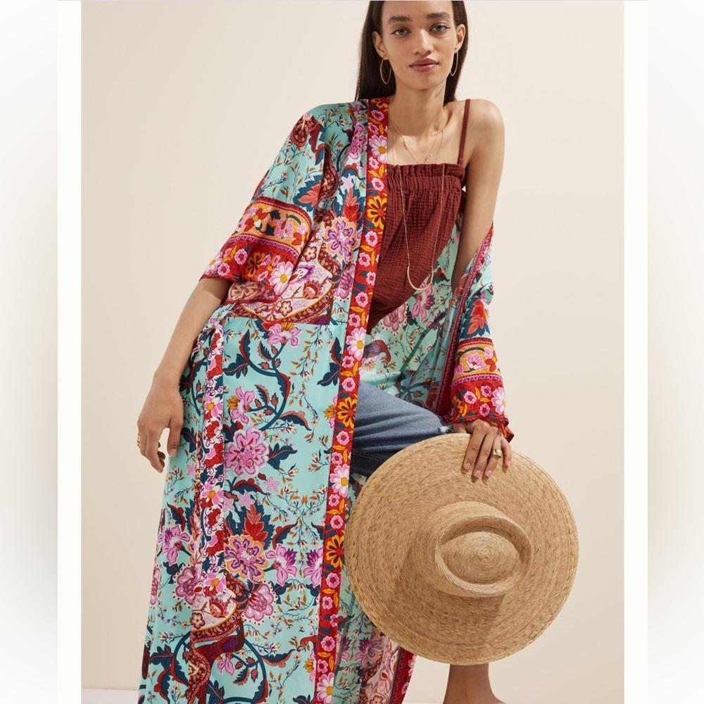 Anthropologie Multicolor Floral Kimono